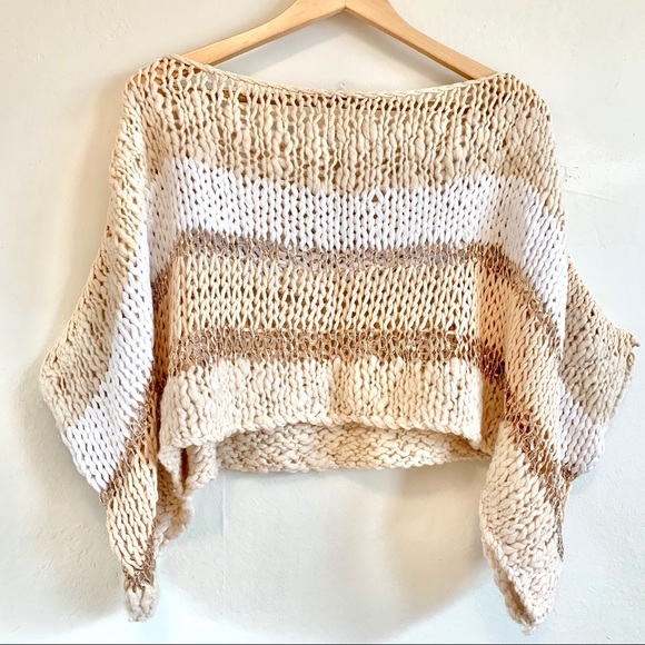 Free People Cropped Knit Sparkle Oversized Sweater - Picture 9 of 14
